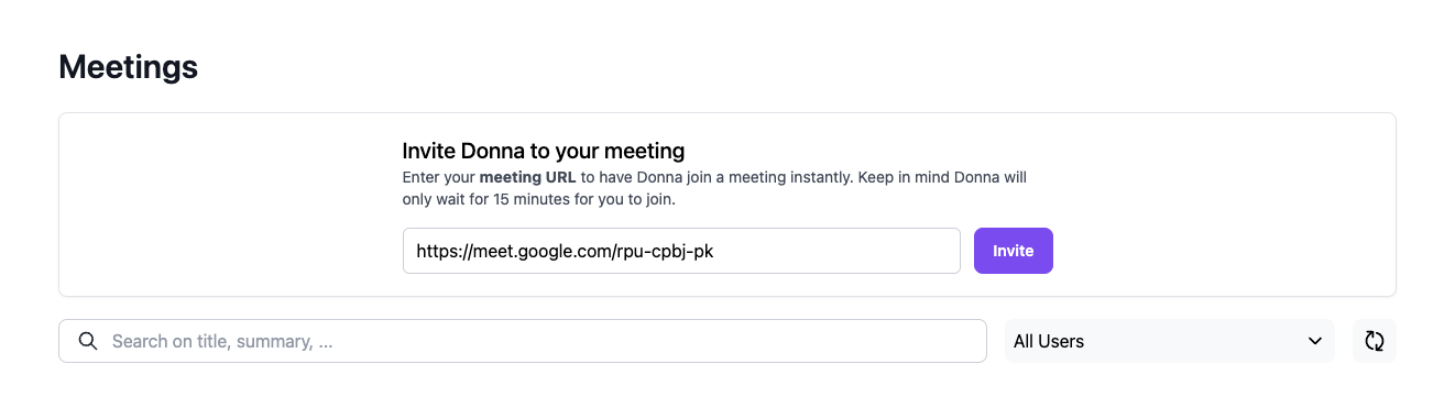 Invite Donna to your meeting on the spot