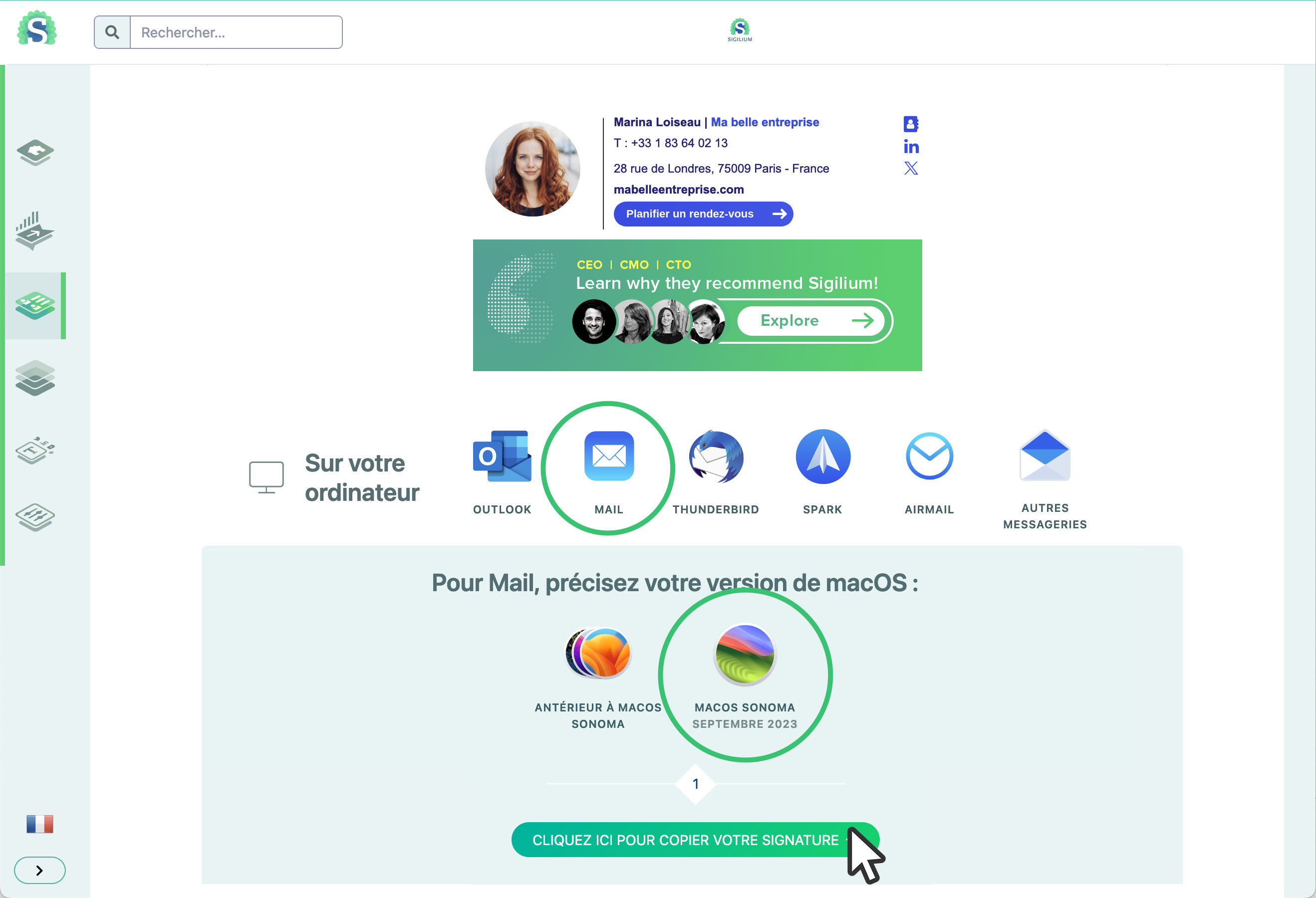 comment synchroniser sa signature email sur Mail avec macOS Sonoma