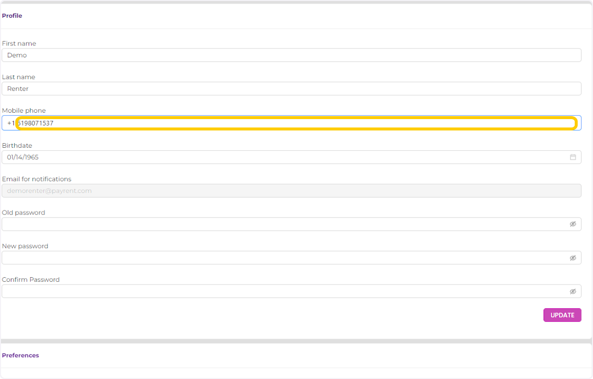 Update the field you require.
