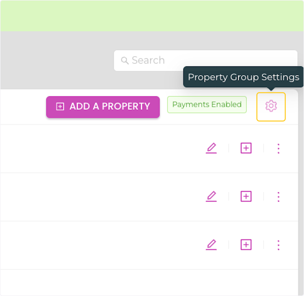 Click on the Property Group Settings iccon
