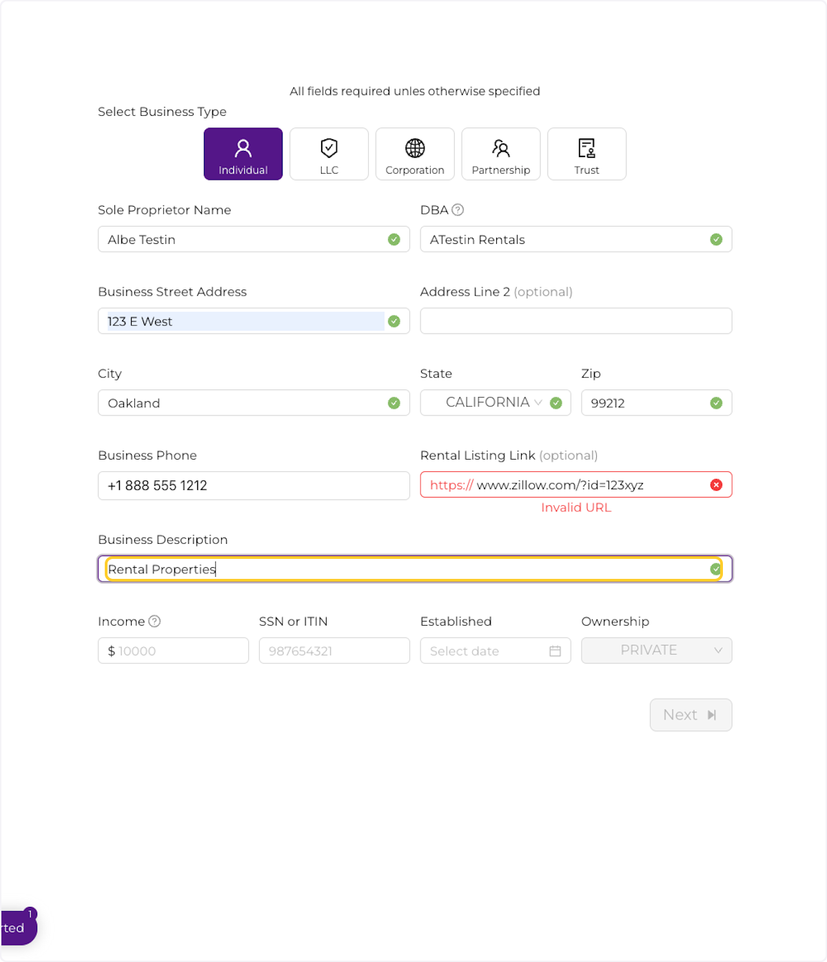 Enter a business description