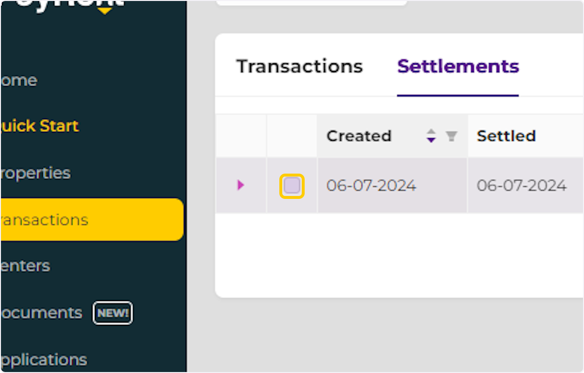 Click on the settlement you want to download.