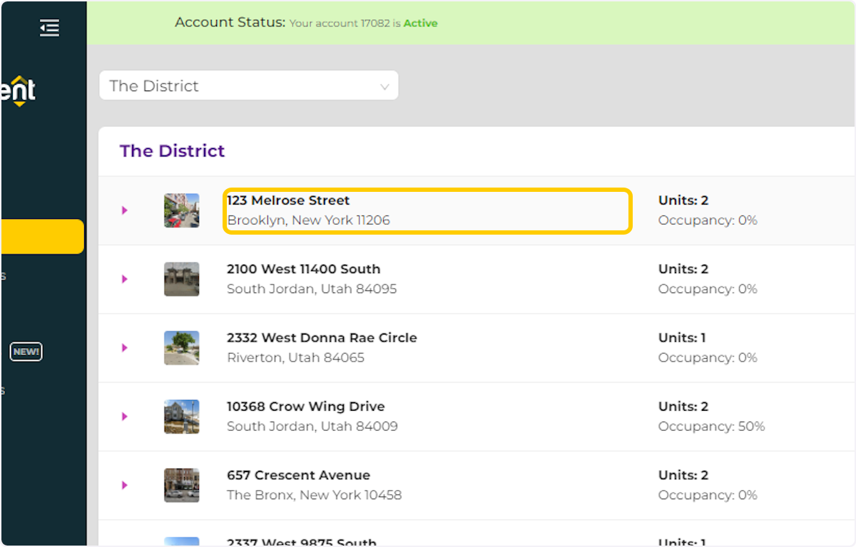 Search for the property.