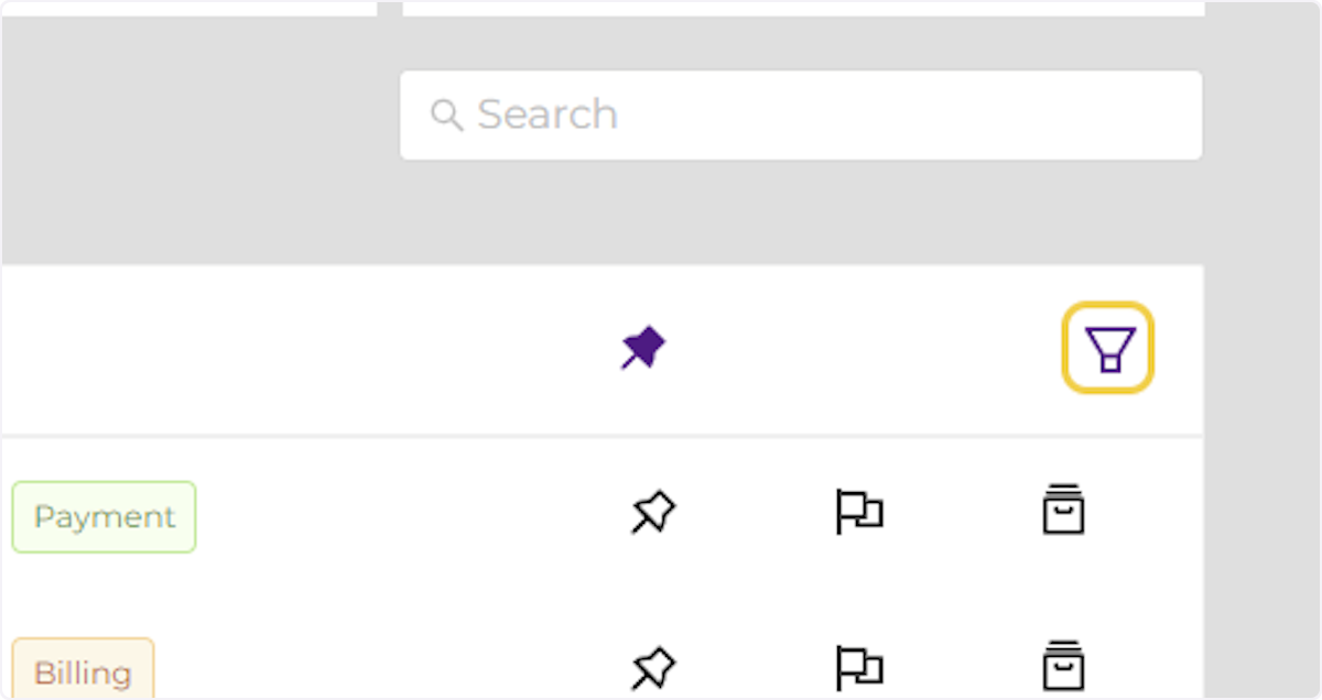 To view activity items which have been archived, click the filter icon.