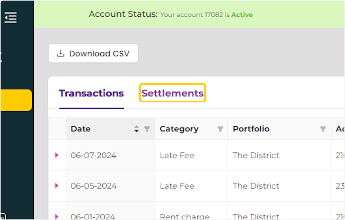 Click on Settlements