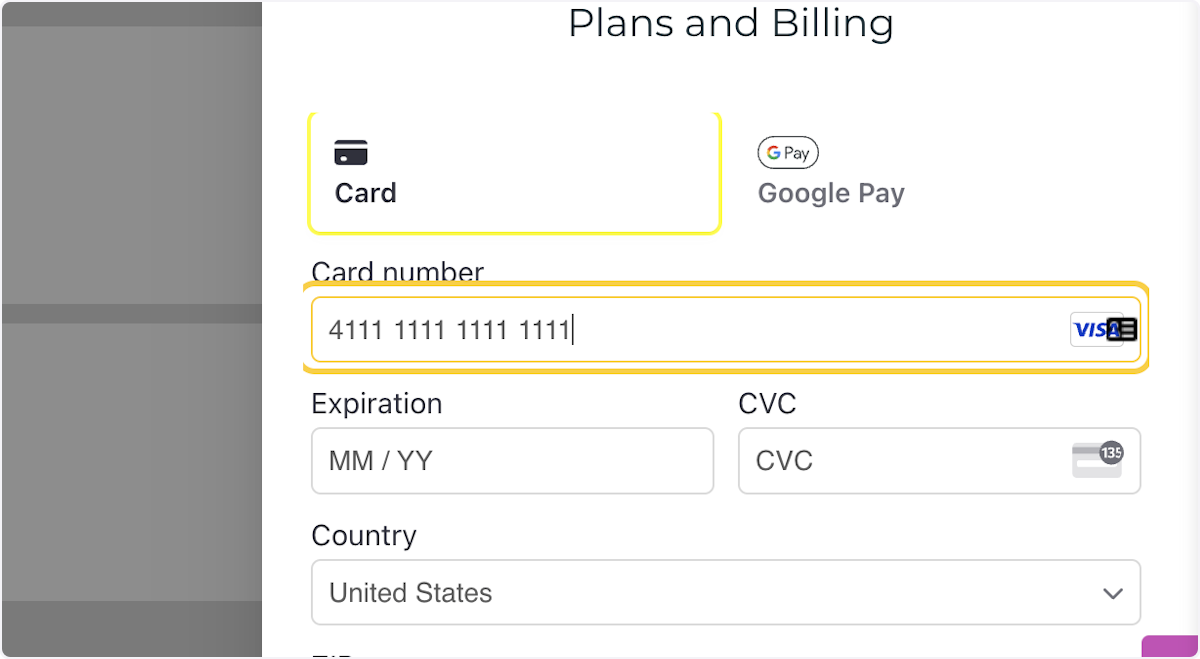 Enter your credit card details