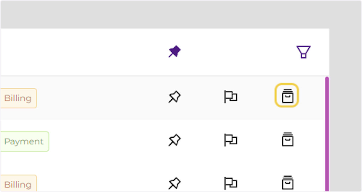 Archive Icon: Archives and item from your activity feed.