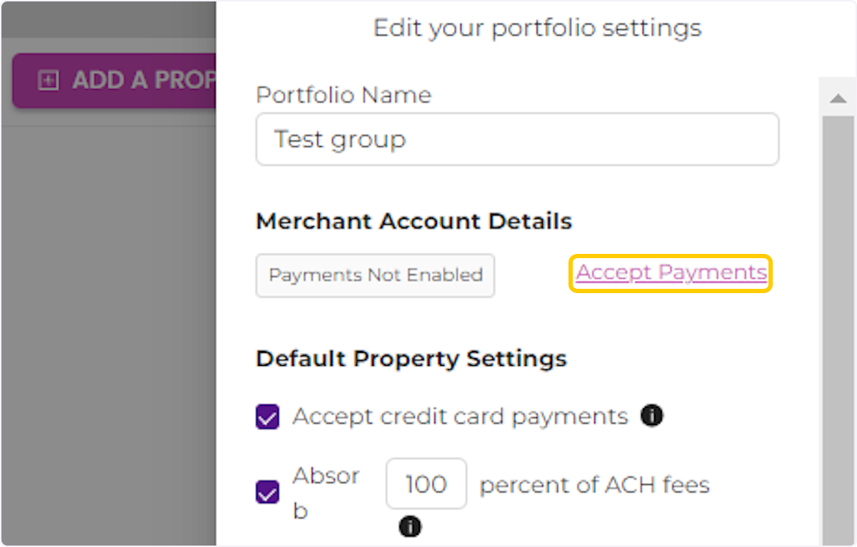 Click on Accept Payments and follow the instructions.