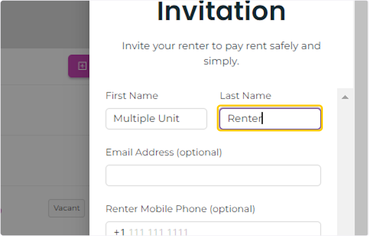 Enter all the renter details