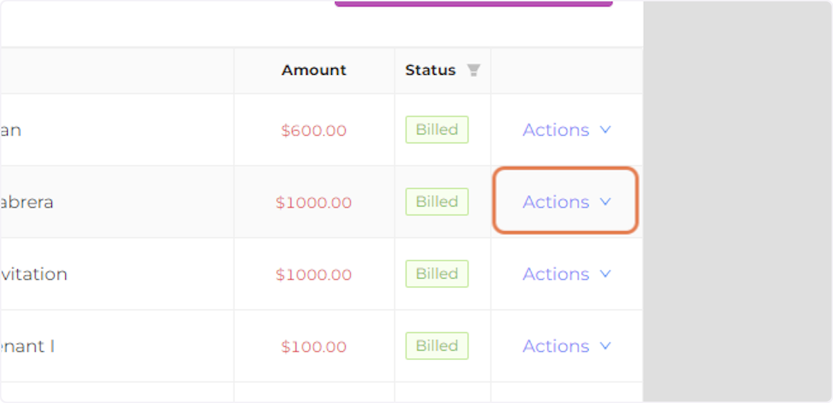 Locate the Transaction You'd like to Delete. Click on Actions