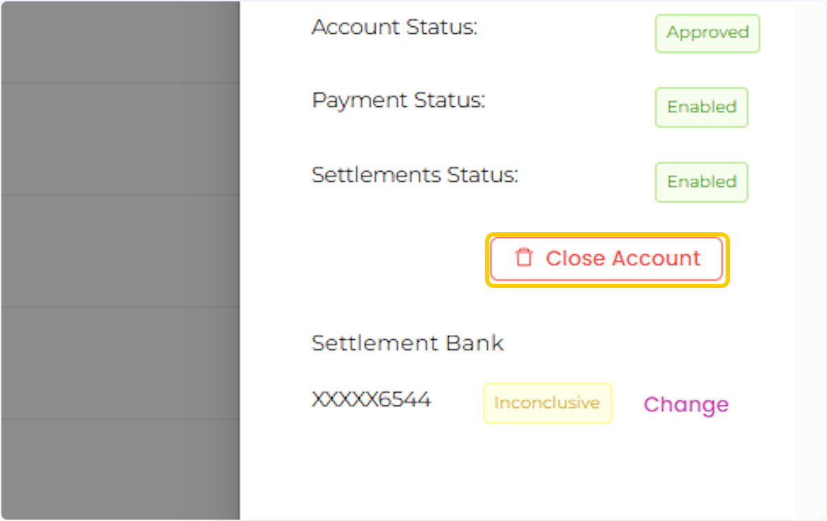 Click on Close Account and confirm