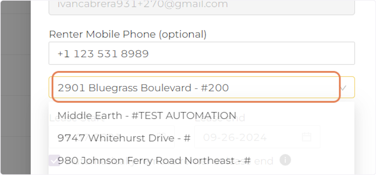 Select the New Property Address.
