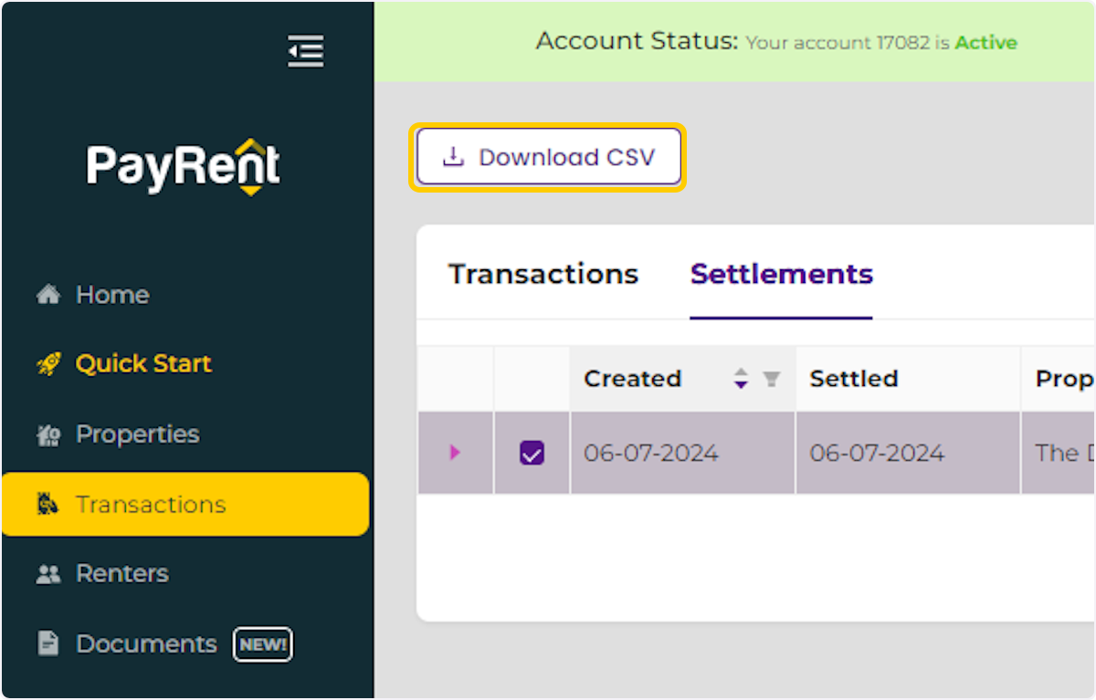 Click on Download CSV