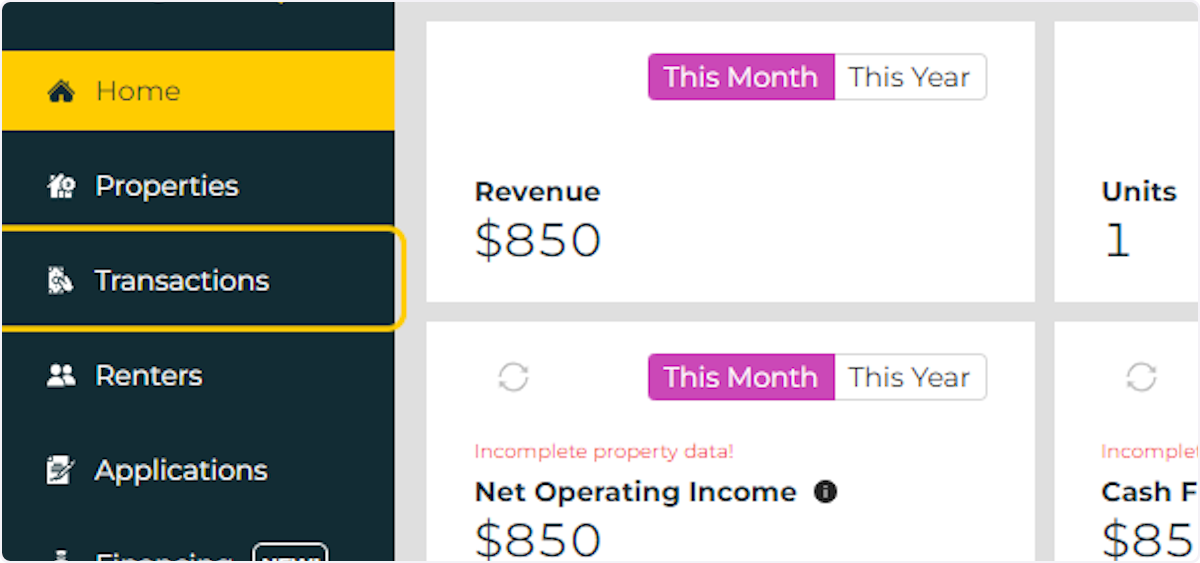 Click on 'Transactions' to View All Transactions.