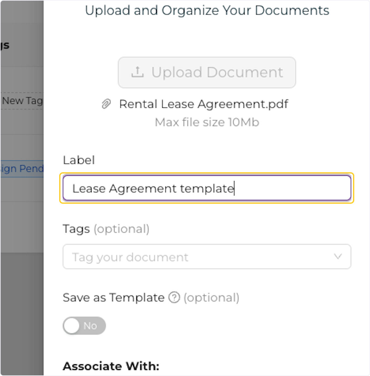 Add a label for the document