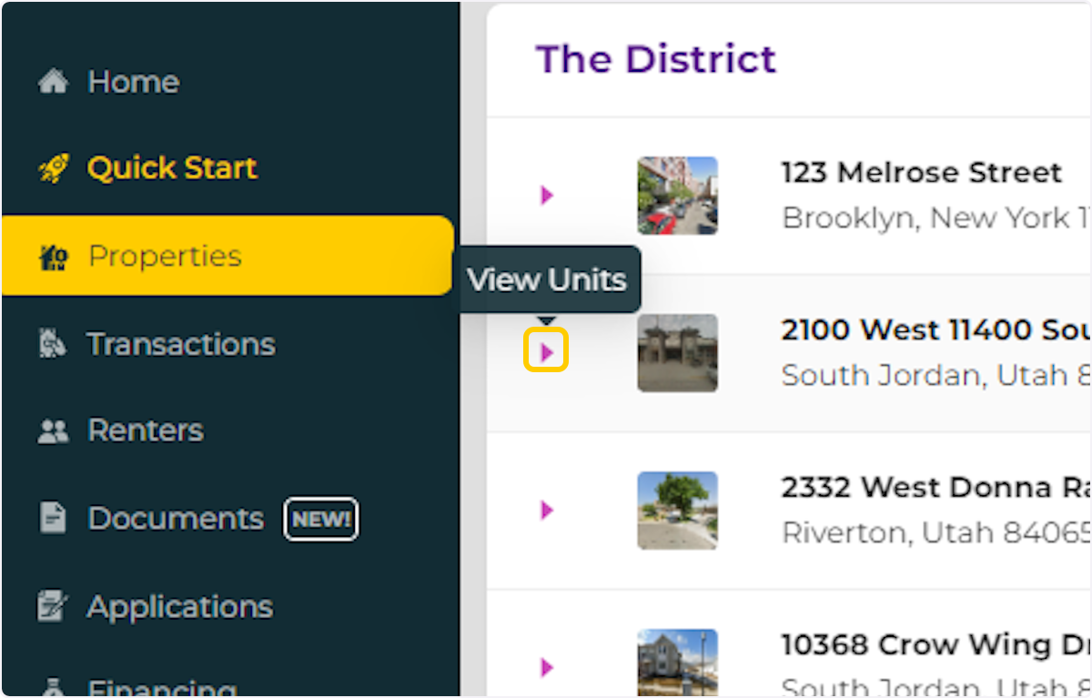 Search for the property and click 