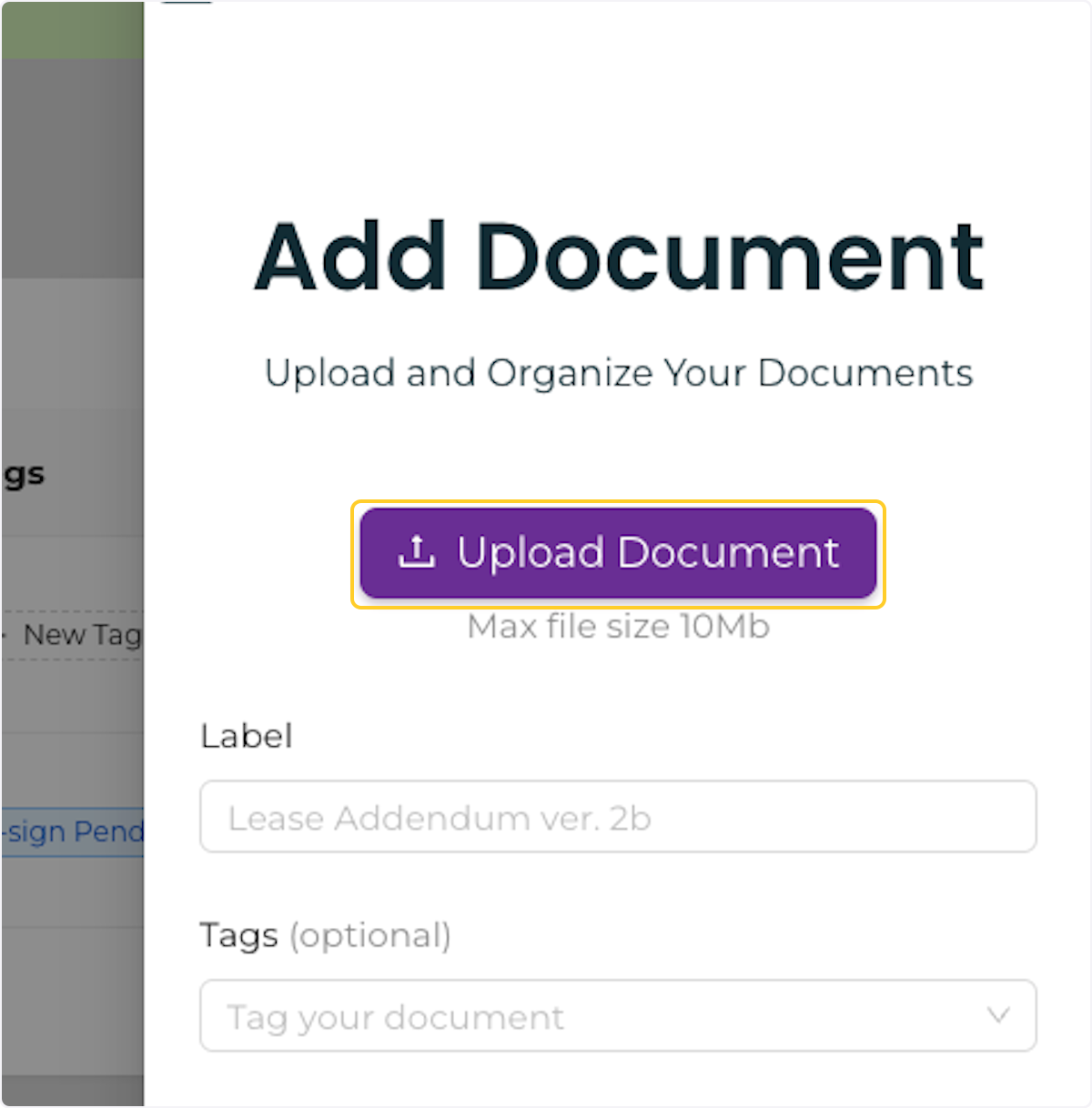 Click on Upload Document
