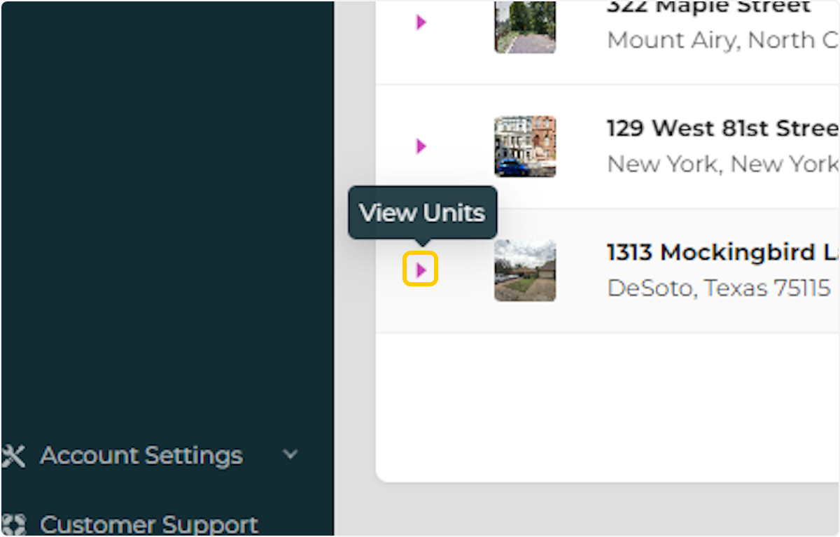 Locate the property where the renter is and click the