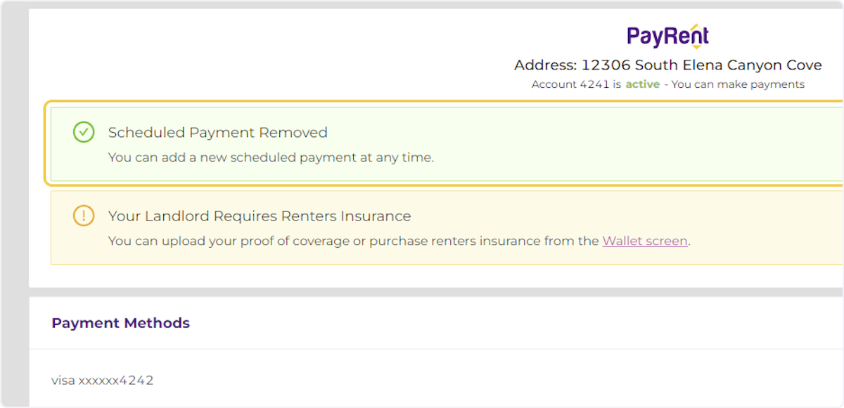 Your Scheduled Payment has been Removed