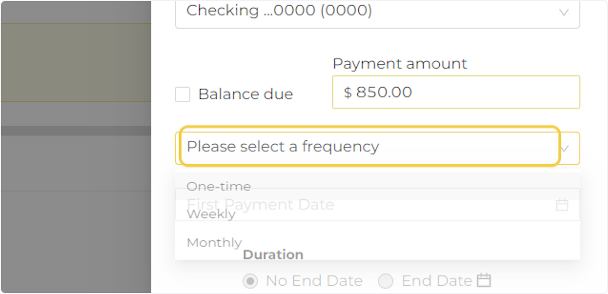 Select a payment frequency