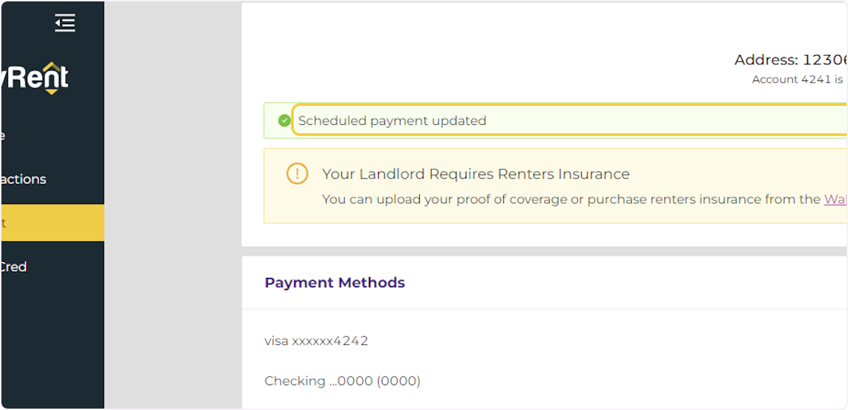 Your payment has been updated.