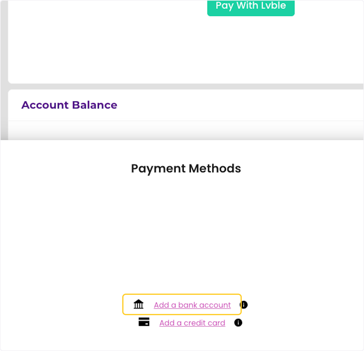 Click on Add a bank account