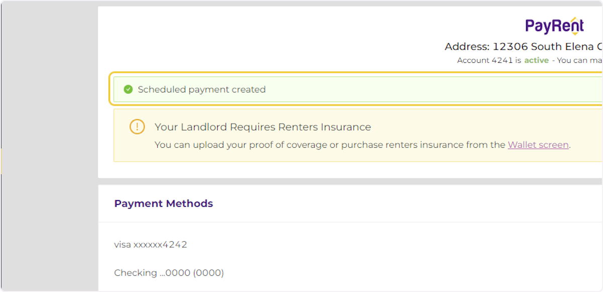 Your Scheduled Payment has been created.