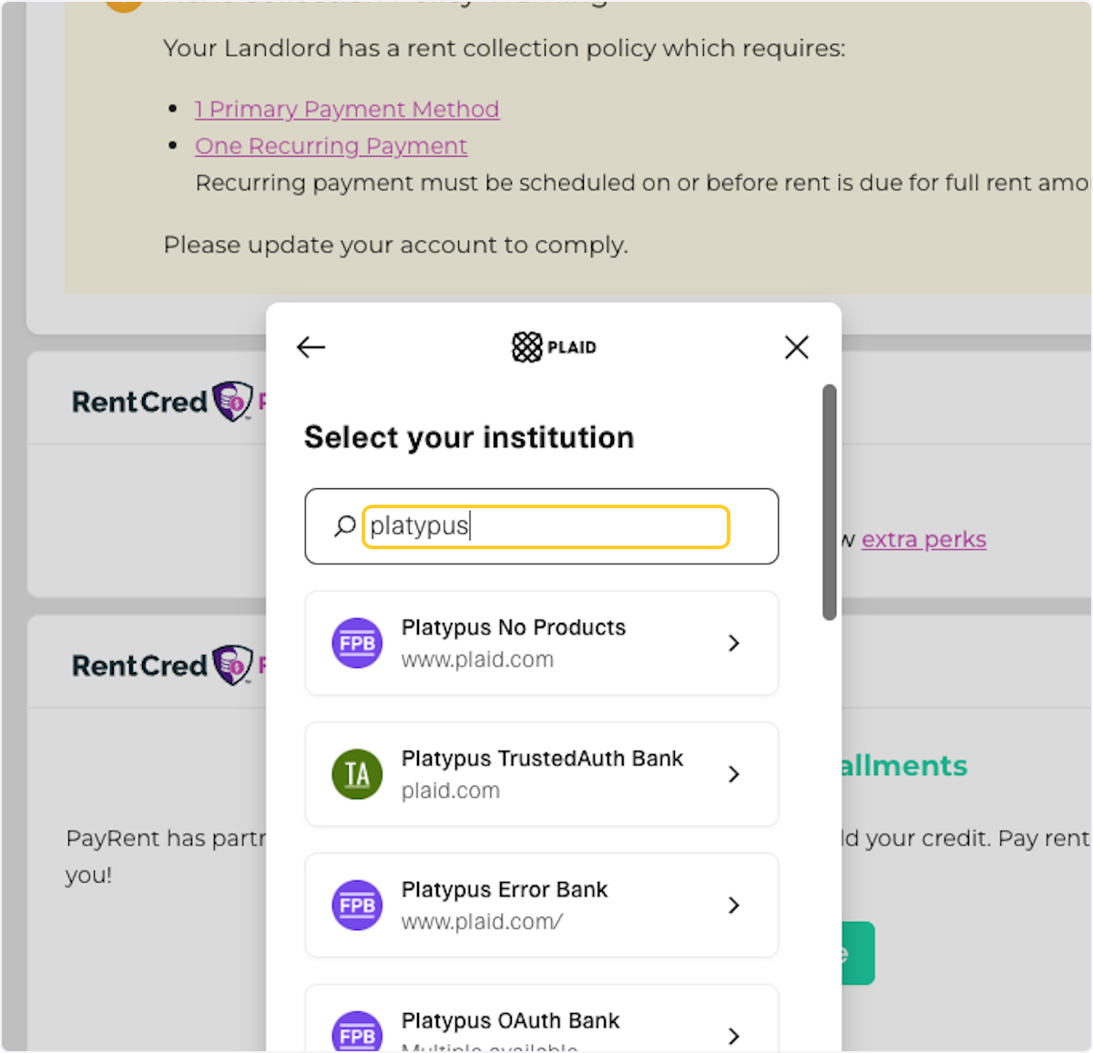 Type the name of your bank