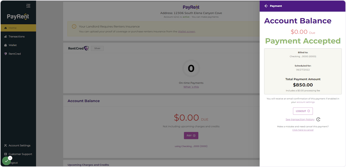 A payment receipt will be sent to the email address associated with your account.