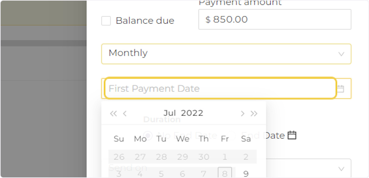 Click on First Payment Date
