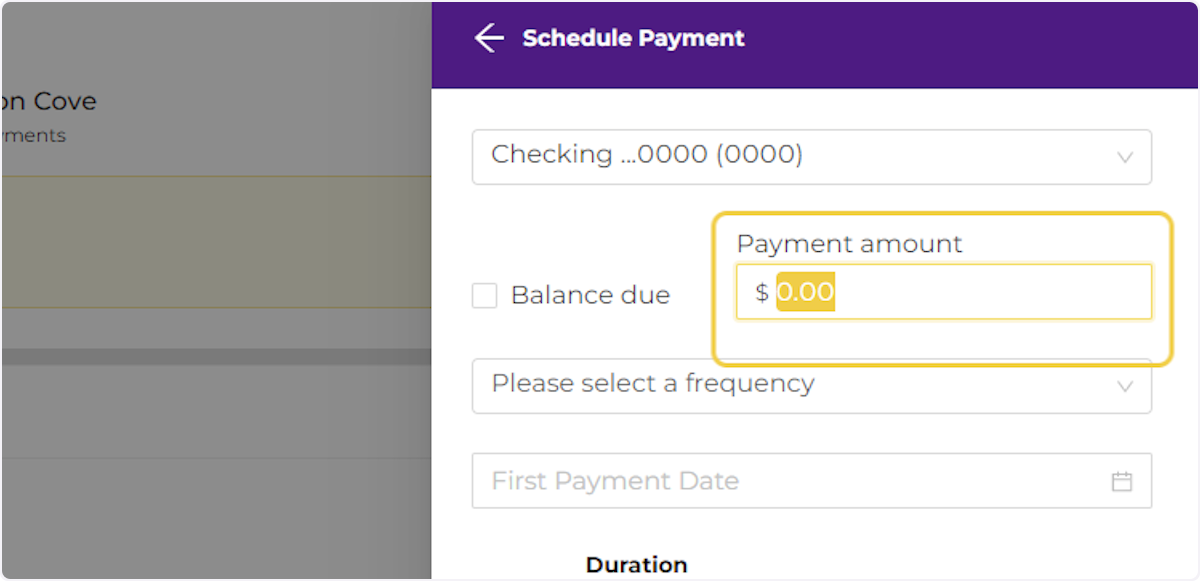 Check the Balance Due Box or type in a set amount to pay.