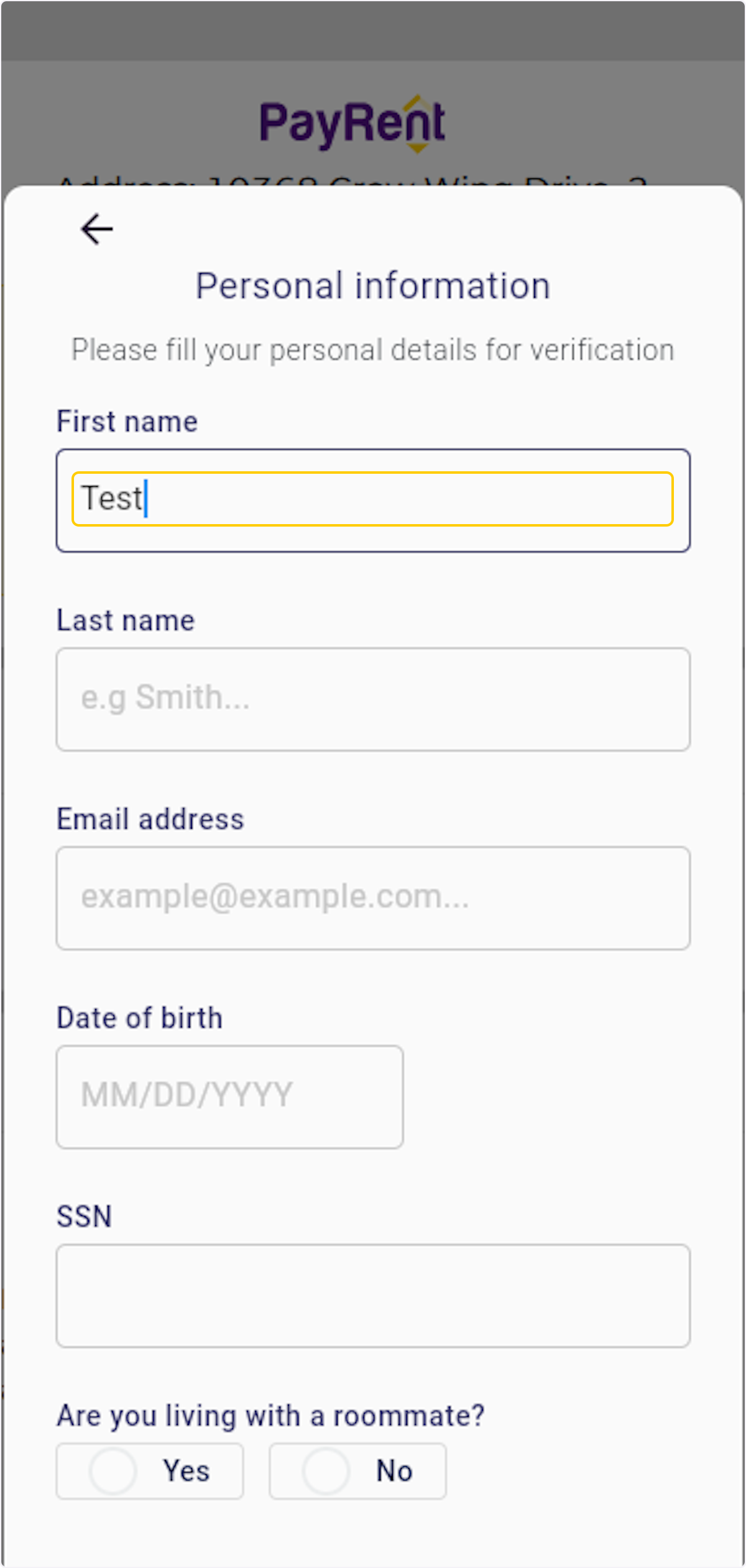 Enter your information
