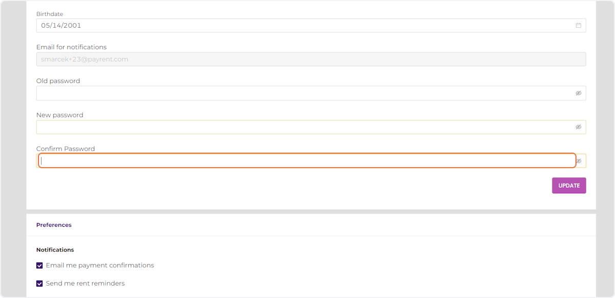 Enter the new password a second time.