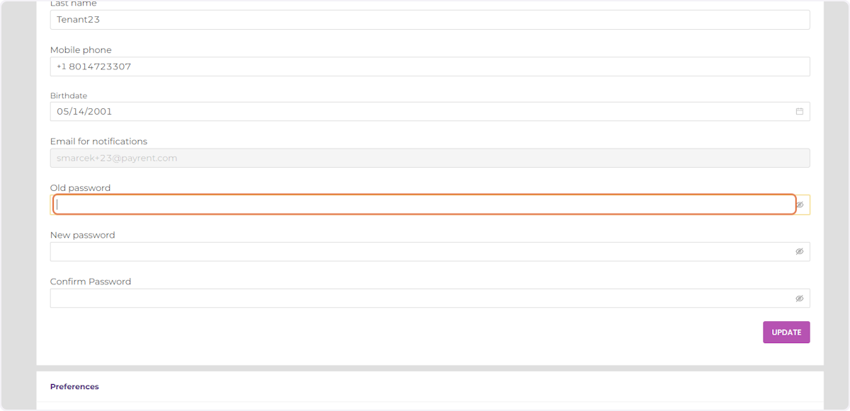 Enter your current password.