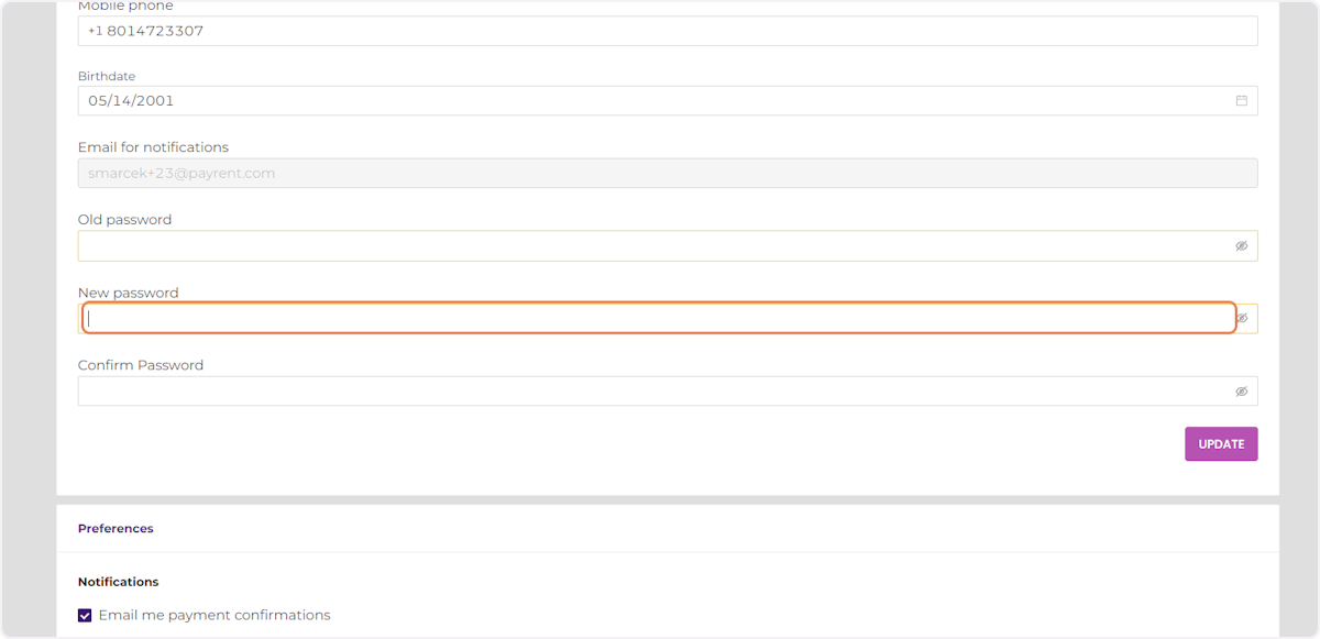 Enter a New Password.