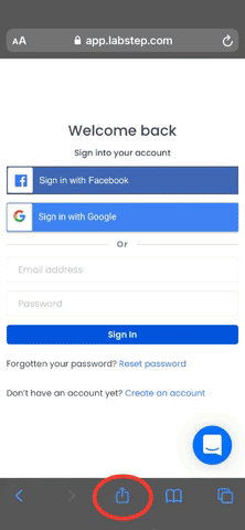 A GIF showing the steps to add Labstep to your home screen on iOS