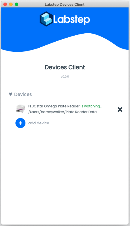 A screenshot of the Labstep Device Client