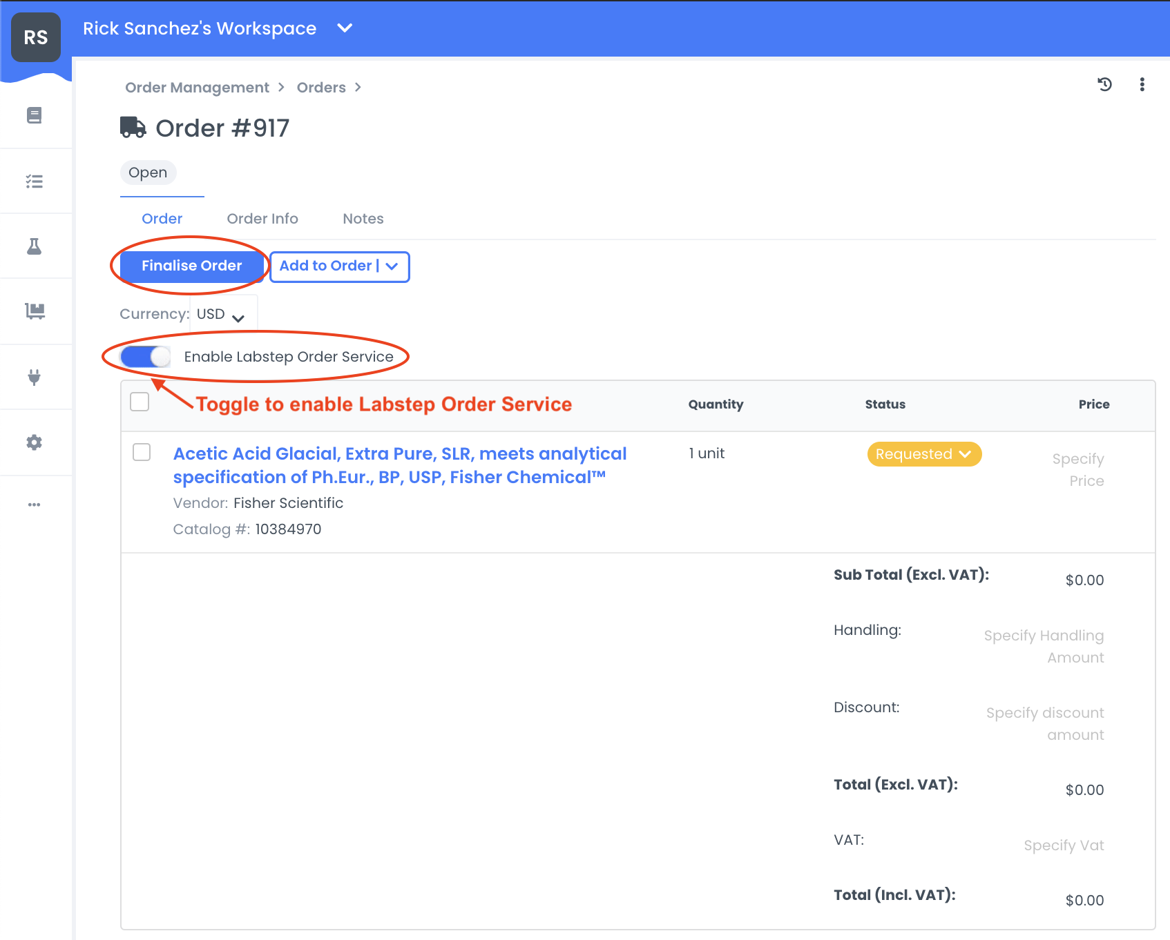 A screenshot showing where to find the button to toggle