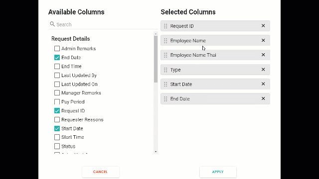 drag column chooser