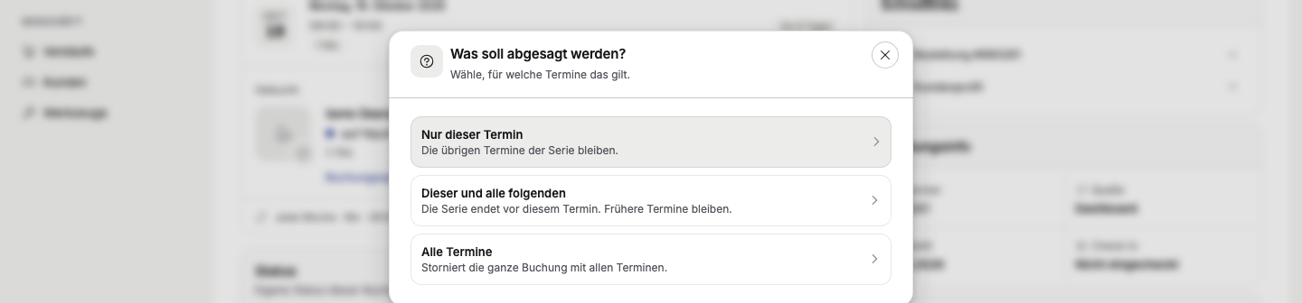 Einzelne Termine einer Serie absagen