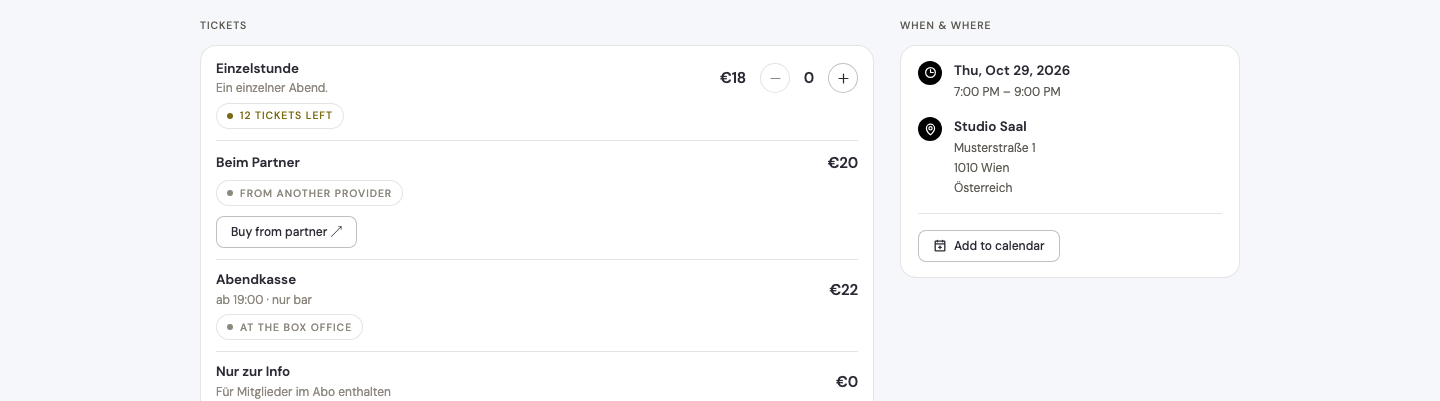 Tickets sold elsewhere