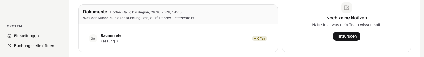 Buchung fest anlegen, auch wenn der Vertrag noch offen ist