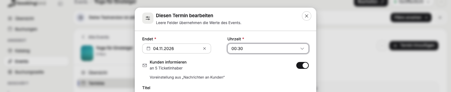 Nur das Ende eines Termins ändern