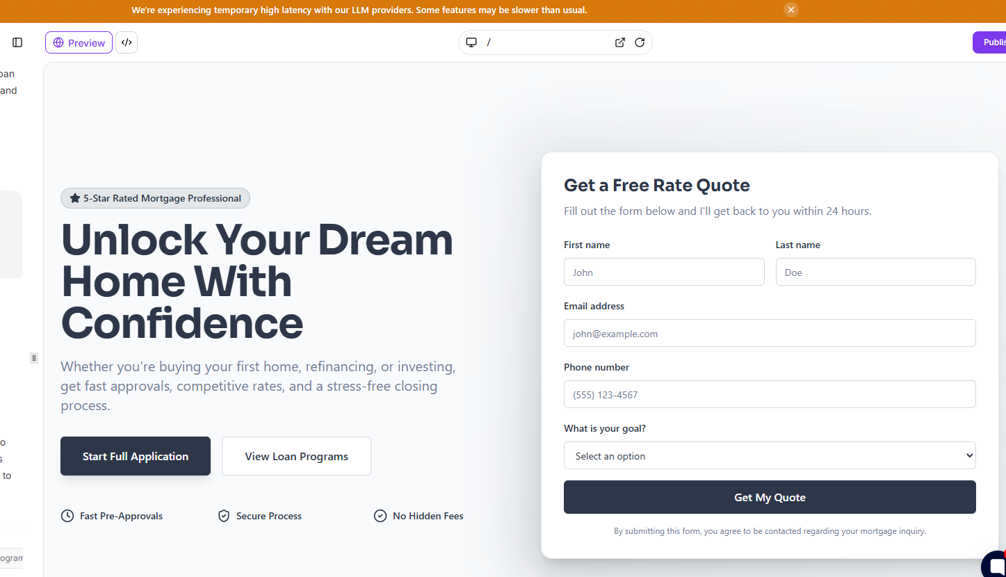 Fill out the form on your site
