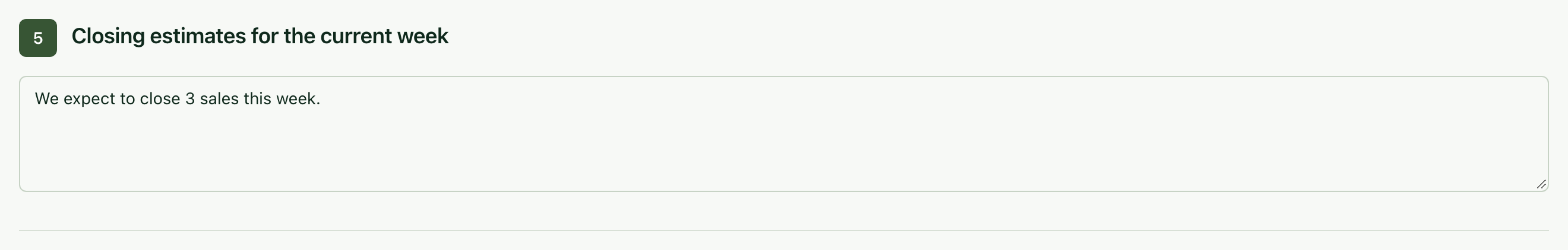 Closing estimates section with the minutes text