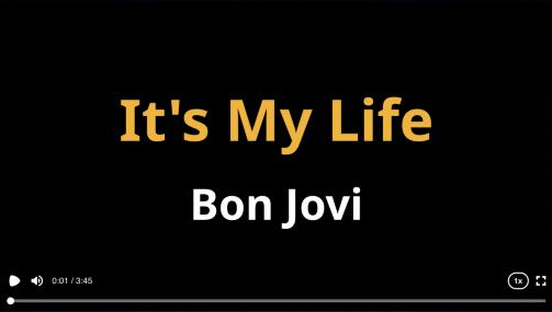 A video preview at the start showing a title card with the song title and artist name