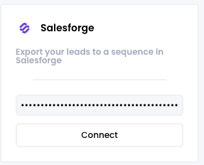 Salesforge API key pasted into the Airscale field