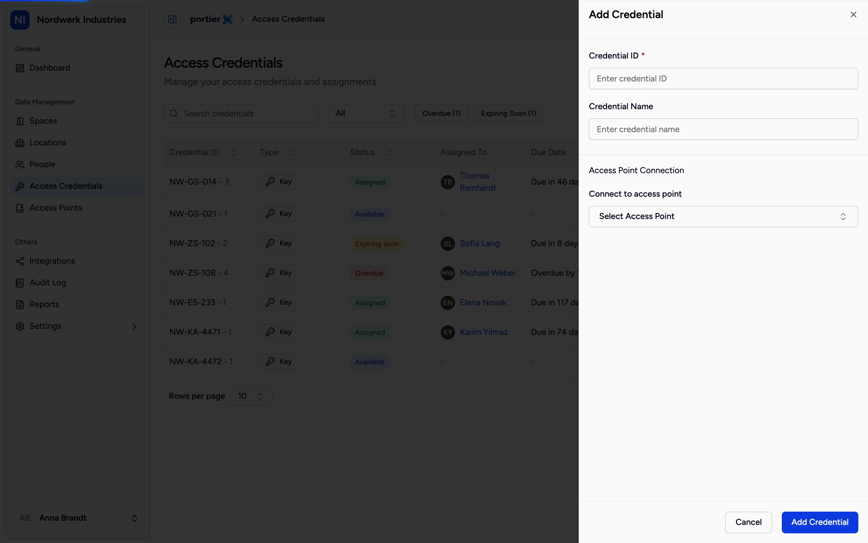 The Credential ID is already filled in when the panel opens. Keep it or type over it.