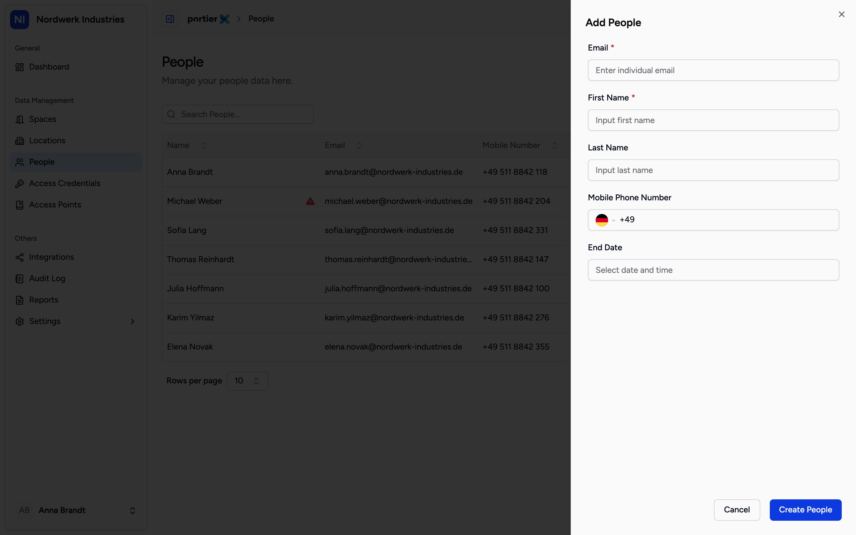 Only Email and First Name carry the red asterisk. Everything below them can be filled in later.
