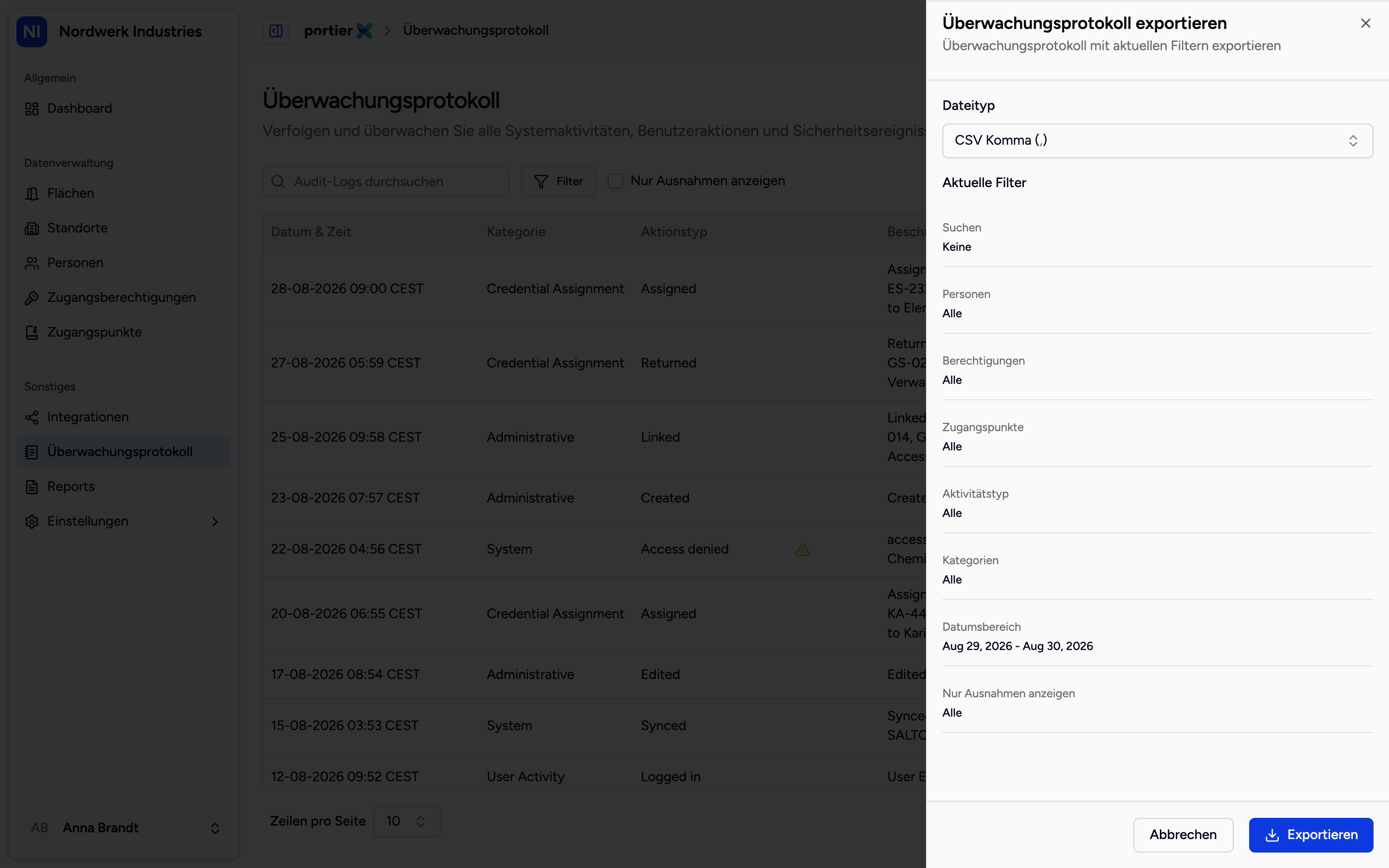 Unter Dateityp wählen Sie das Format, darunter steht, welche Filter mit in die Datei gehen.